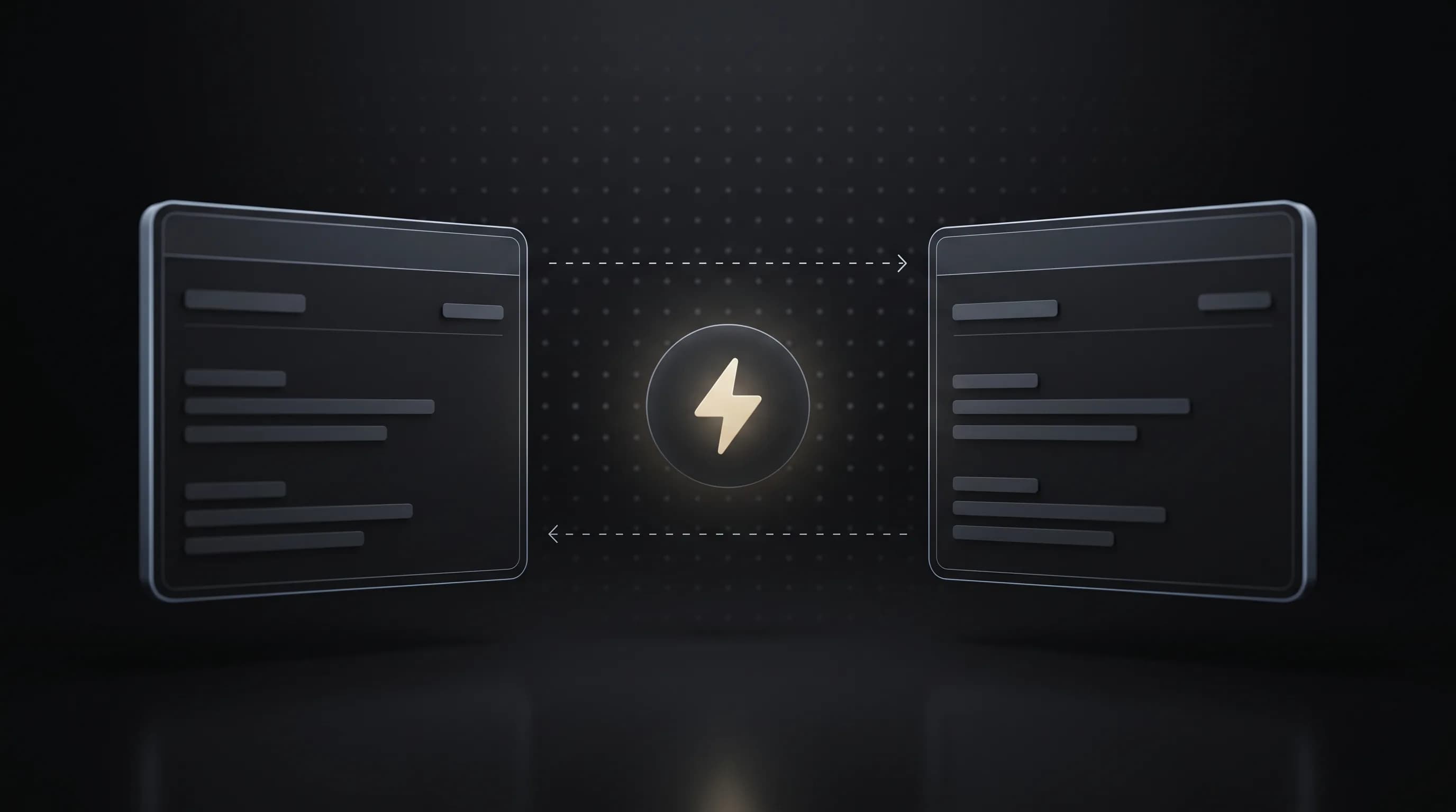 Two systems synced through a central automation hub, data flowing both ways.